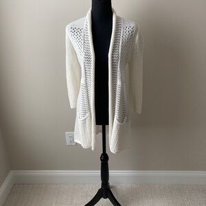 Anthropologie Angel Of The North Cream Open-Knit Cardigan Sz Med